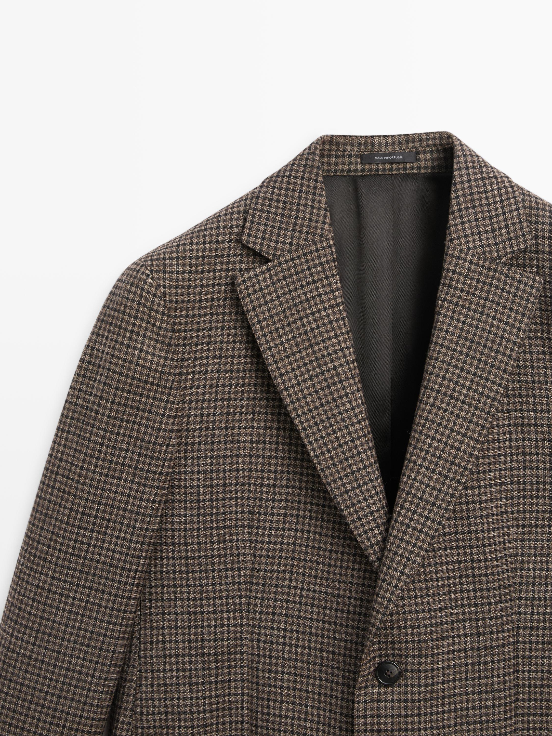 Blazer tailored à carreaux 100 % laine